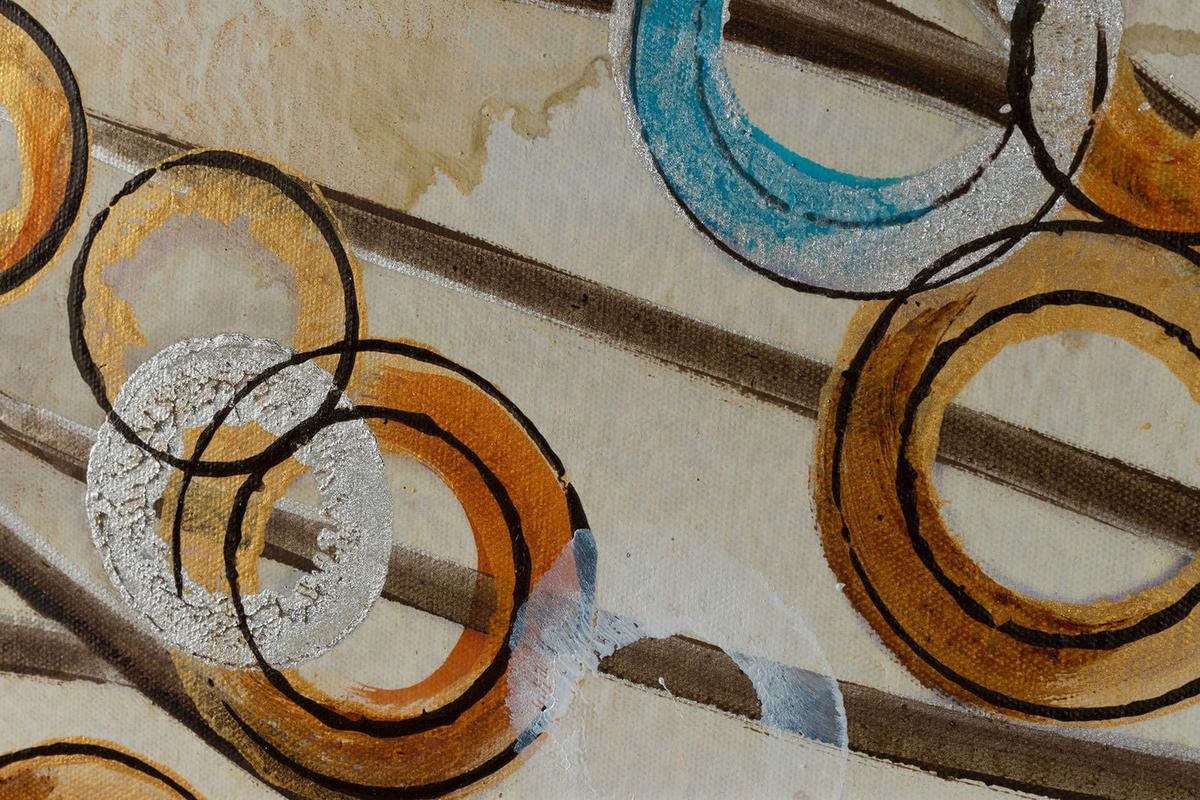 ACRYLBILD HANDGEMALT 140/70 cm - Beige/Kupferfarben, Holz/Textil (140/70cm) - KUNSTLOFT