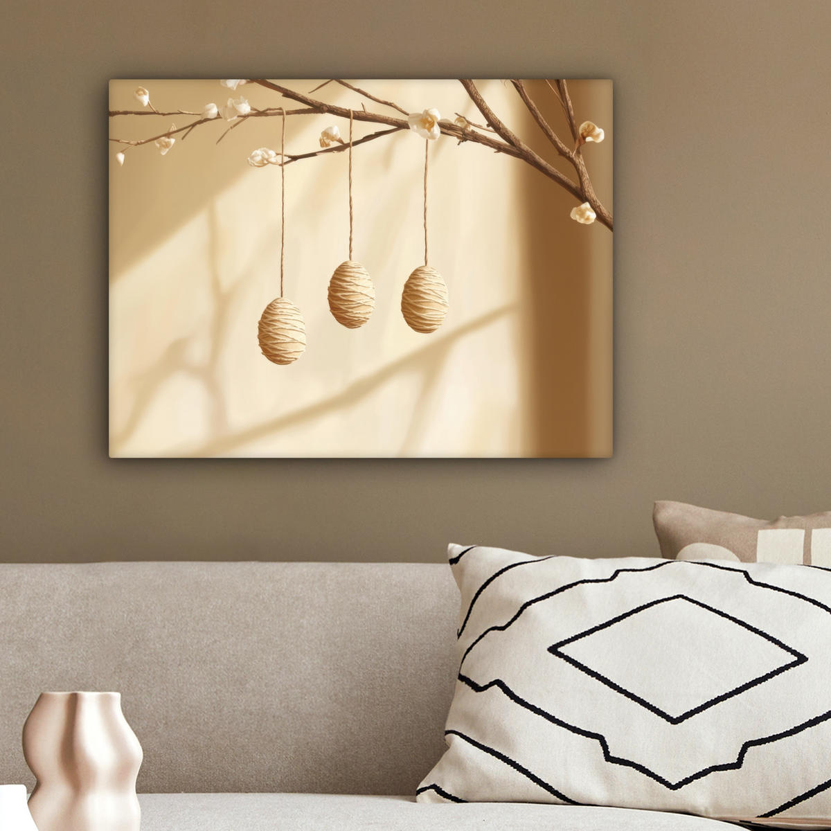 LEINWANDBILD Beige - Osterkuchen - Eier Wandbild 40x30 cm - Beige, Textil (40/30cm) - MuchoWow
