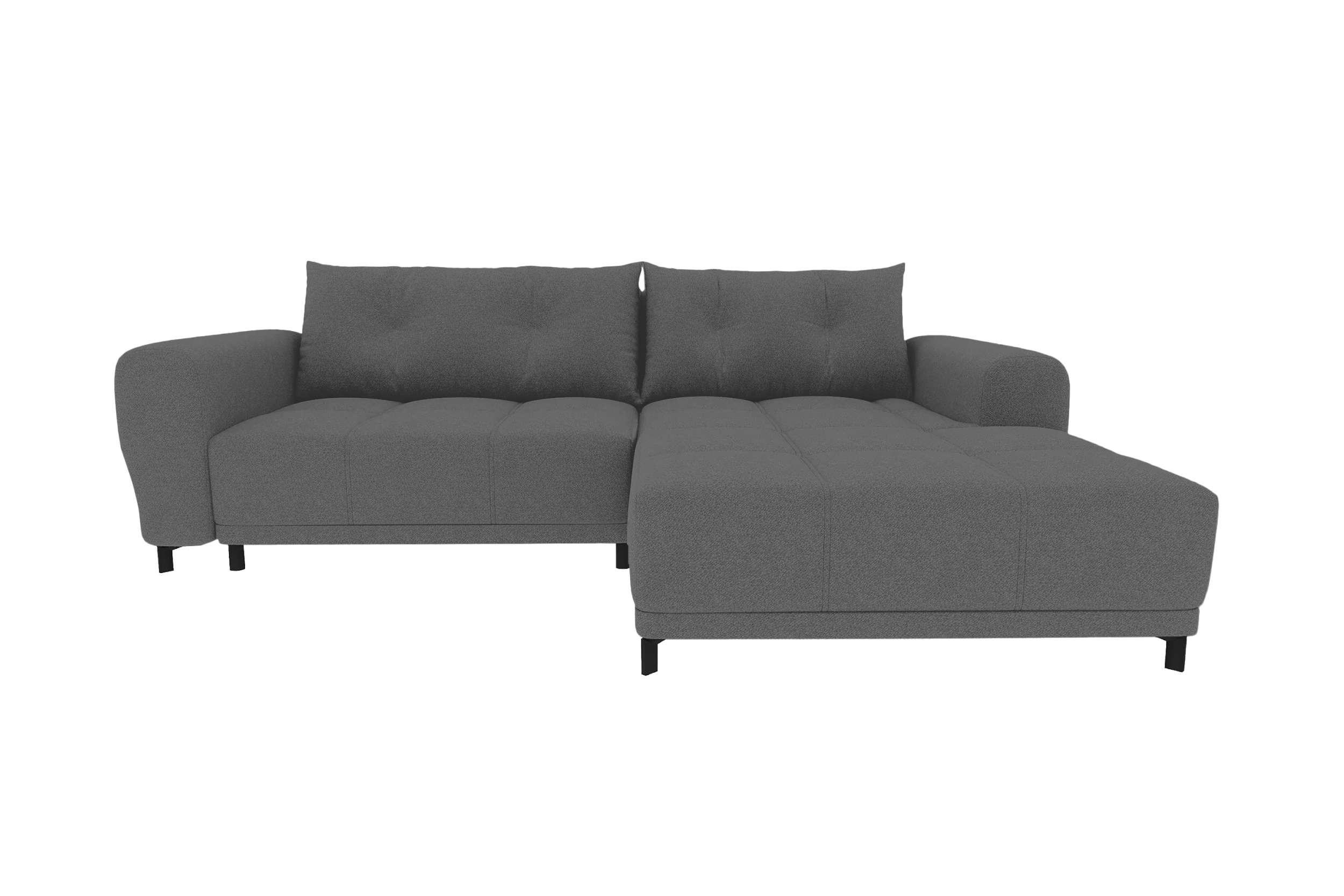 ECKSOFA Massimo Strukturstoff Anthrazit inkl. Schlaffunktion Rechts - Anthrazit/Schwarz, Textil/Metall (246/177cm) - 99rooms