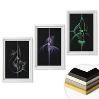WANDBILDER 3er-Set - 40x60 cm Weißer Rahmen - Abstrakte schwarze Farbmuster - Weiß, Kunststoff (40/60cm) - ArtPrintCave