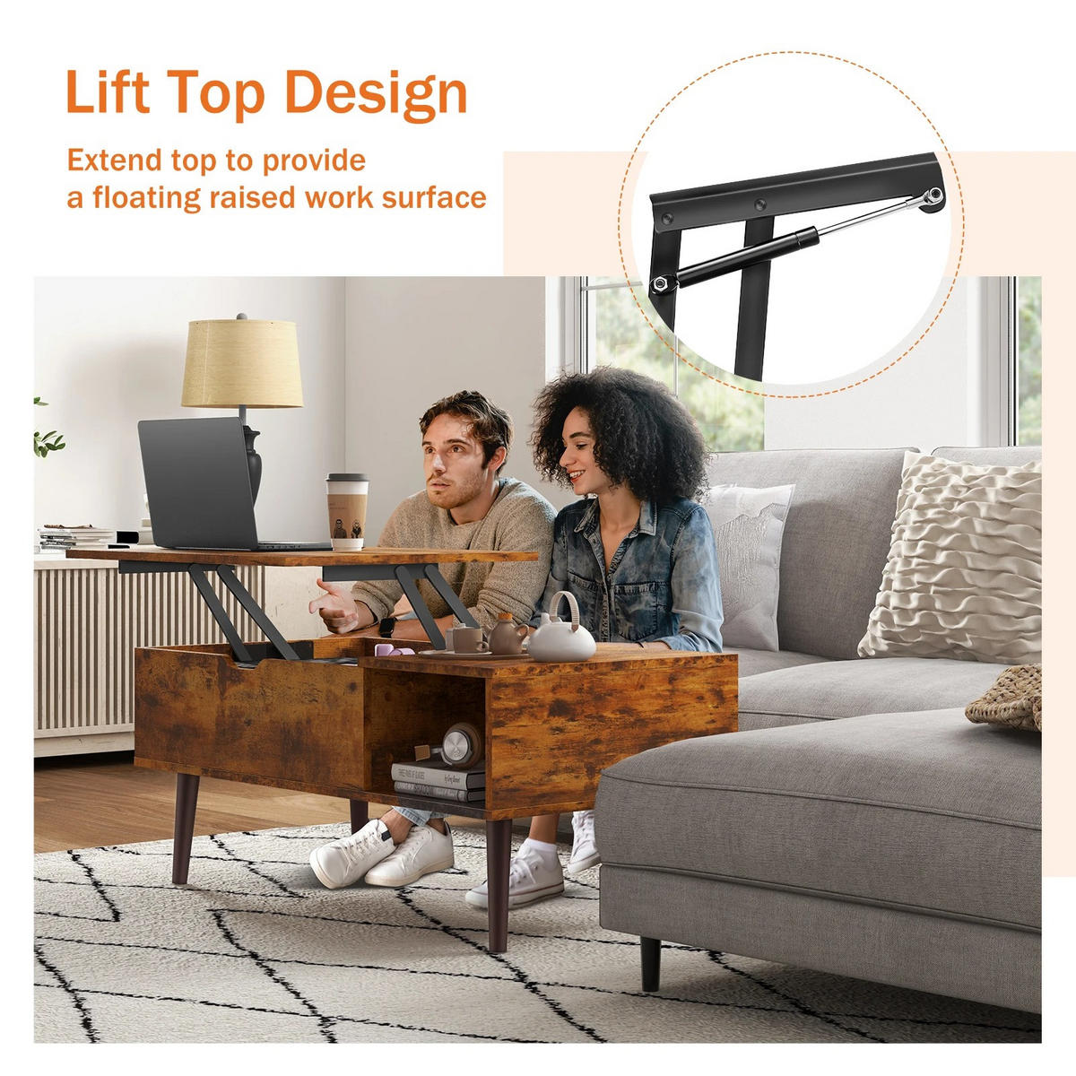 COUCHTISCH Lift-Top, Schwarz, modern, 39,37 x 19,7 cm - Schwarz, Holzwerkstoff (50/100/44.2cm) - Kaket