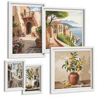 BILDER SET 5er Set - 50x50 cm & 20x30 cm & 40x60 cm Weißer Rahmen - Zitronenblumen im Topf, Straßen - Weiß, Kunststoff (40/60cm) - TULUP
