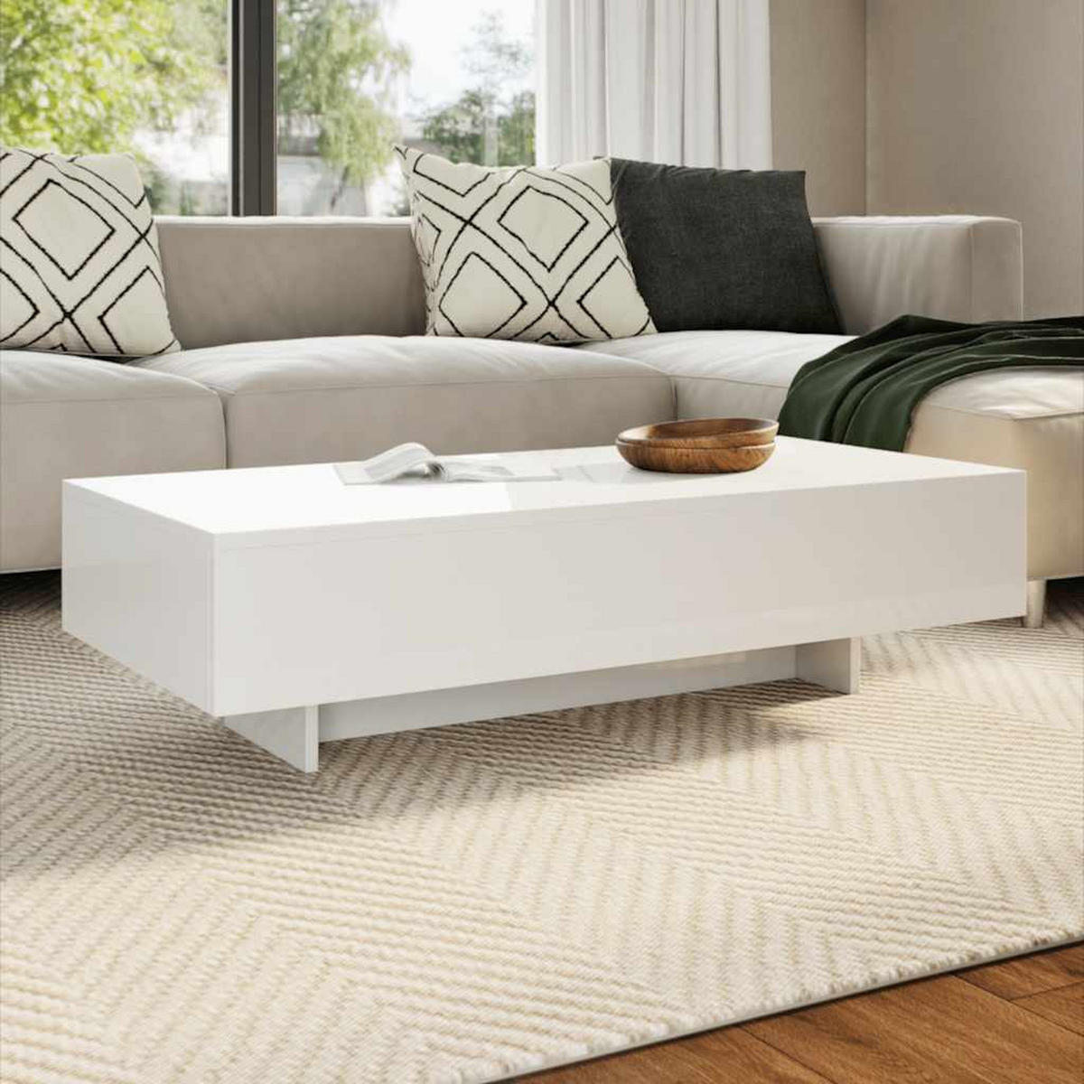 COUCHTISCH Hochglanz Weiss - Weiß, Holzwerkstoff (115/55/31cm) - vidaXL