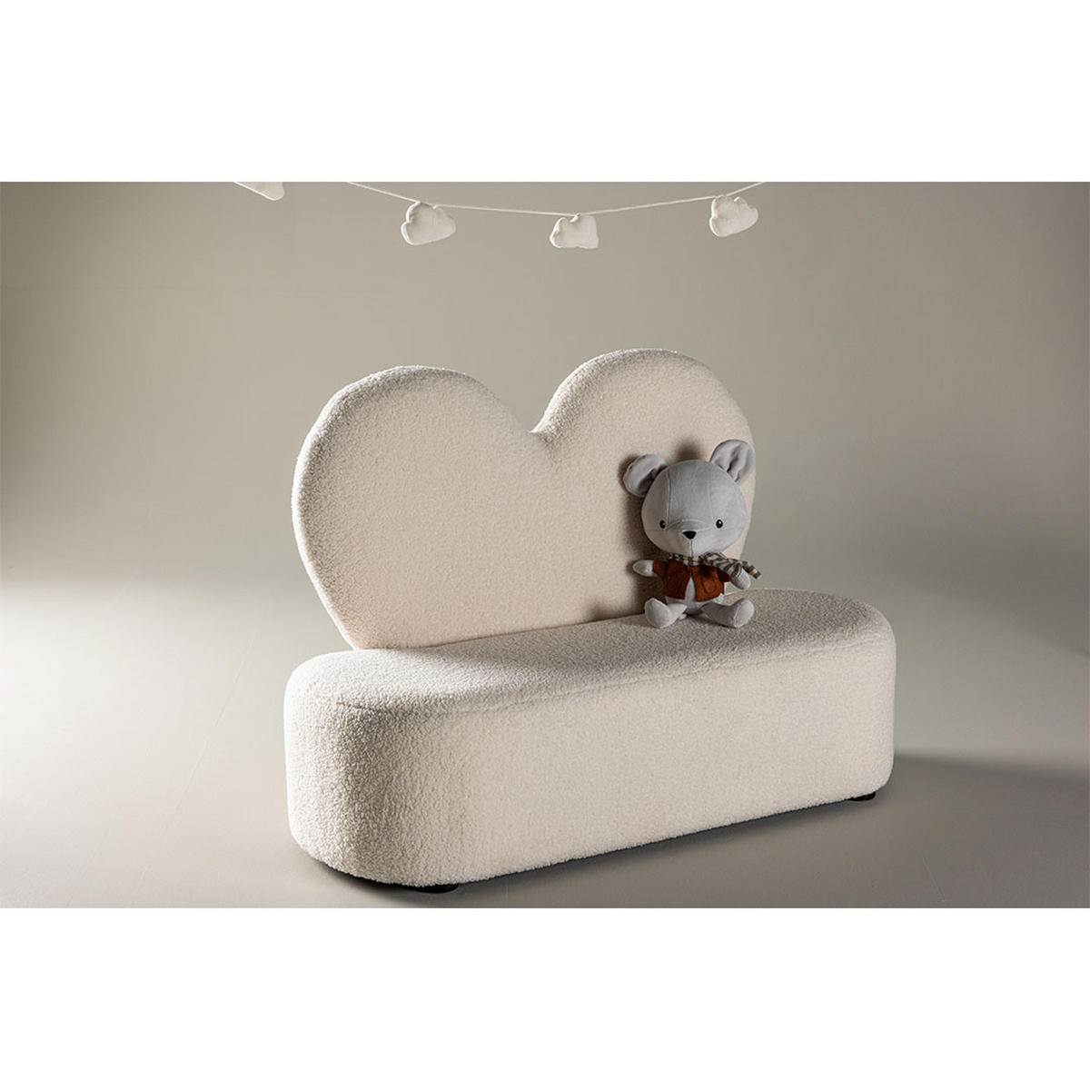 SOFFA Kids för 2 personer 98 x 36 x 65 cm – vit - Vit, Textil (98/65/36cm) - ebuy24