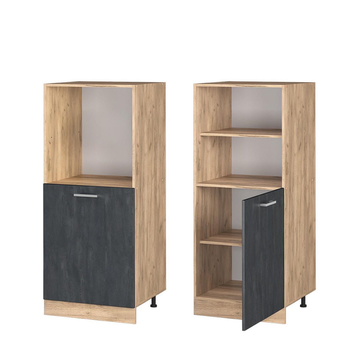 SKŘÍŇKA NA VESTAVĚNOU TROUBU R-Line Černý beton 60 cm - medově dubová/černá, kompozitní dřevo (60/143/57cm) - Vicco