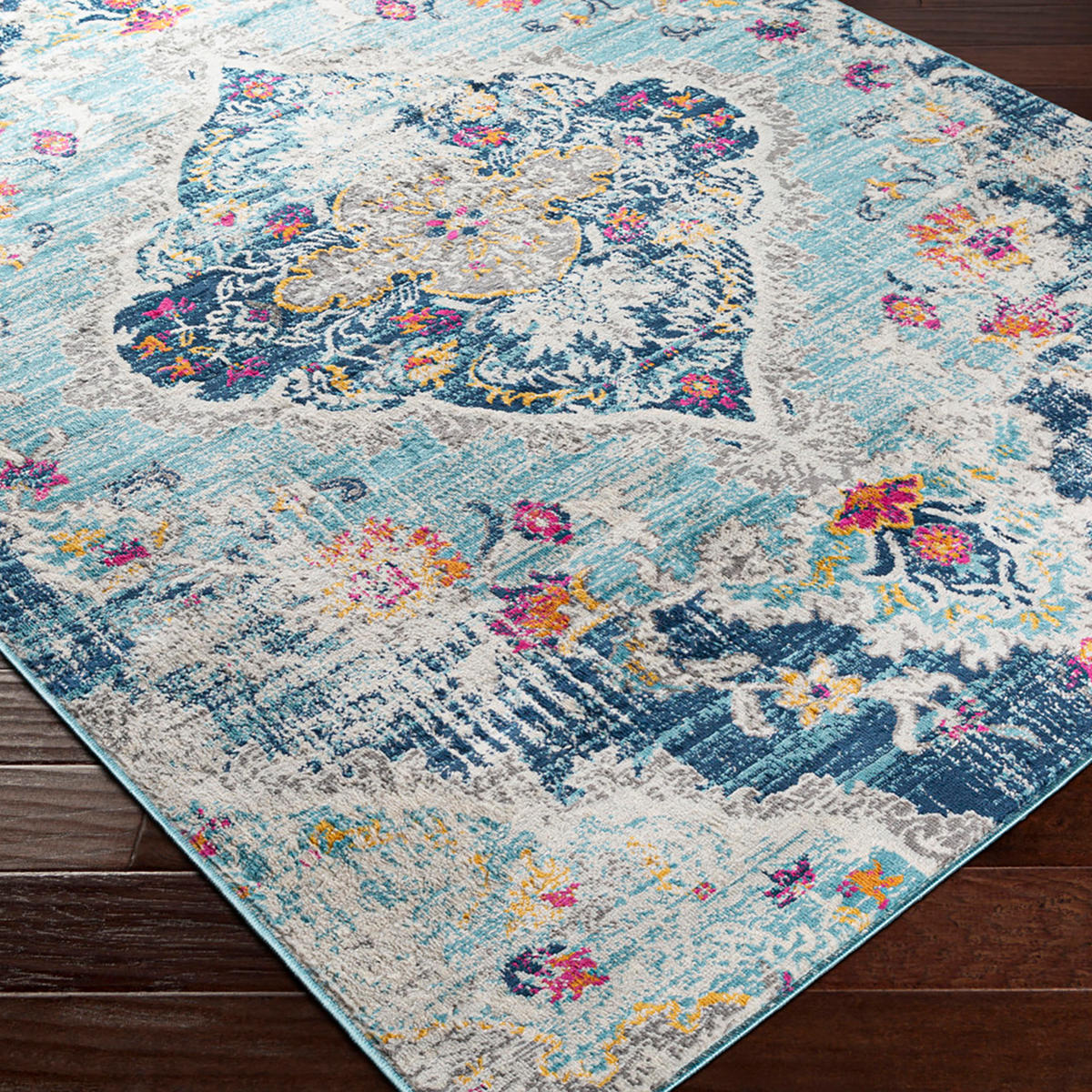 VINTAGE-TEPPICH Romy Rund Ø 160 cm Blau - Blau, Textil (160/160cm) - LIVABLISS