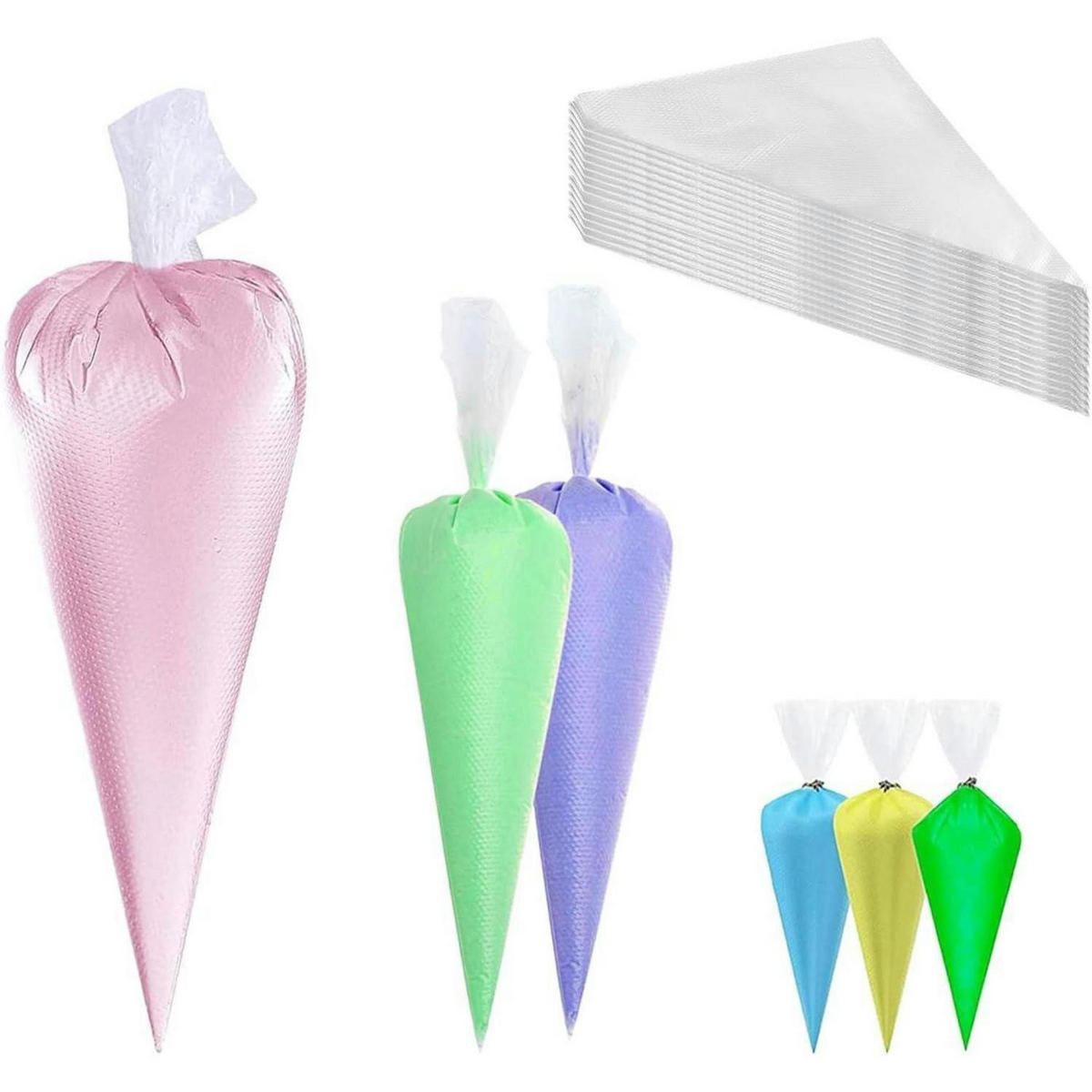 SPRITZBEUTEL Set 100 Stück mit 6 Spritztüllen und 2 Kupplungen - Transparent, Kunststoff (26.4/1.8/39.2cm)