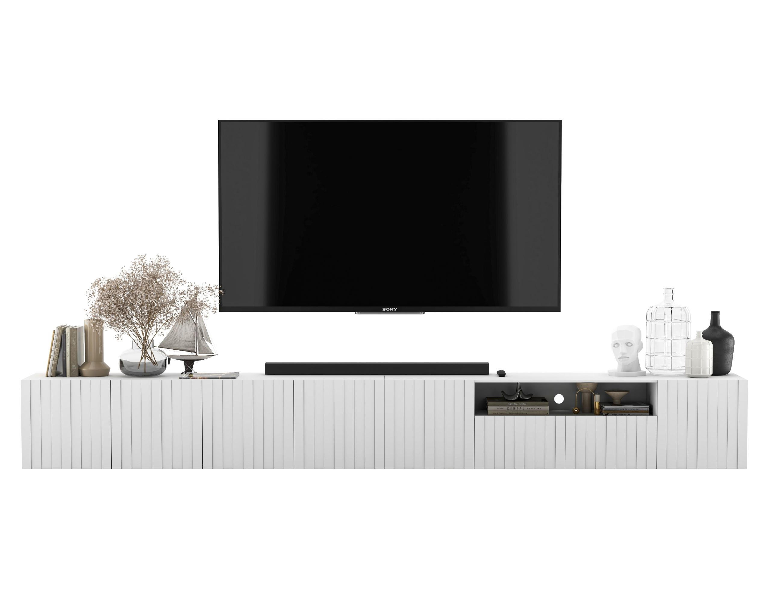TV-LOWBOARD 2-er Set Elpis2 Weiß Matt Glamour 150 cm - Weiß, Holzwerkstoff (300/37.5/36.5cm) - Meble Lindner
