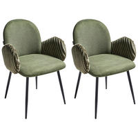 ESSZIMMERSTUHL 2er-Set Grün Amity - Schwarz/Grün, Textil (50/84/56cm) - Beliani