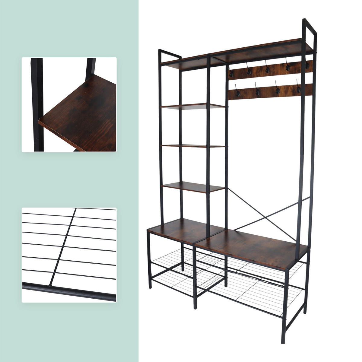 GARDEROBE - Multicolor, Holzwerkstoff/Metall (120/190/40cm) - Relaxdays