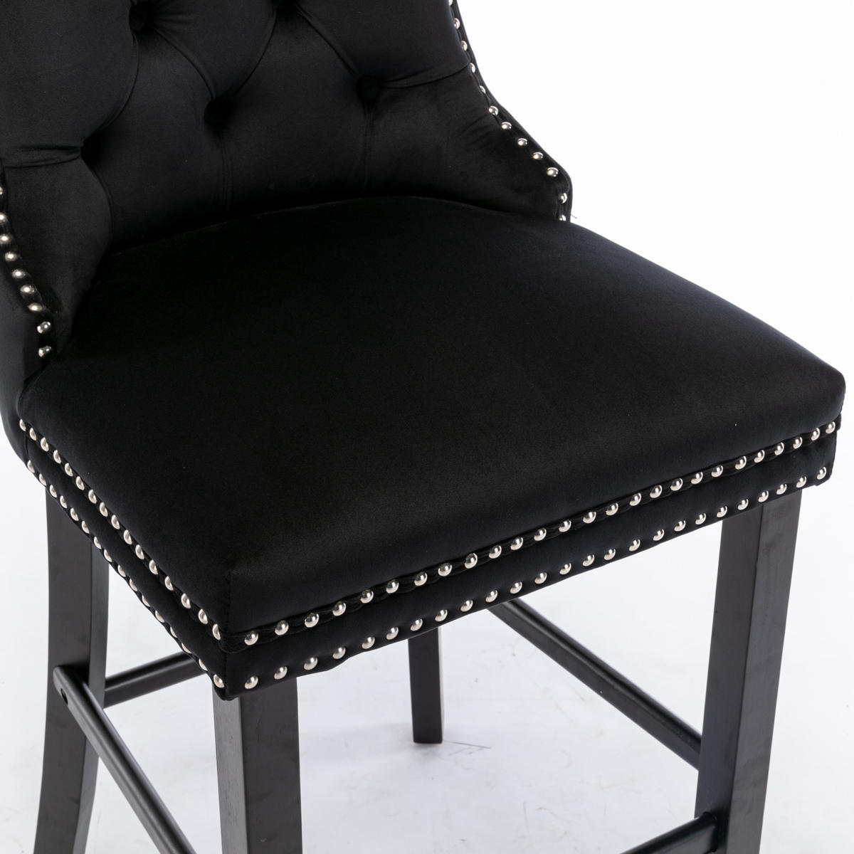 BARHOCKER 2er-Set aus Samt mit Holzbeinen, Schwarz - Schwarz, Textil (60/103/50cm)