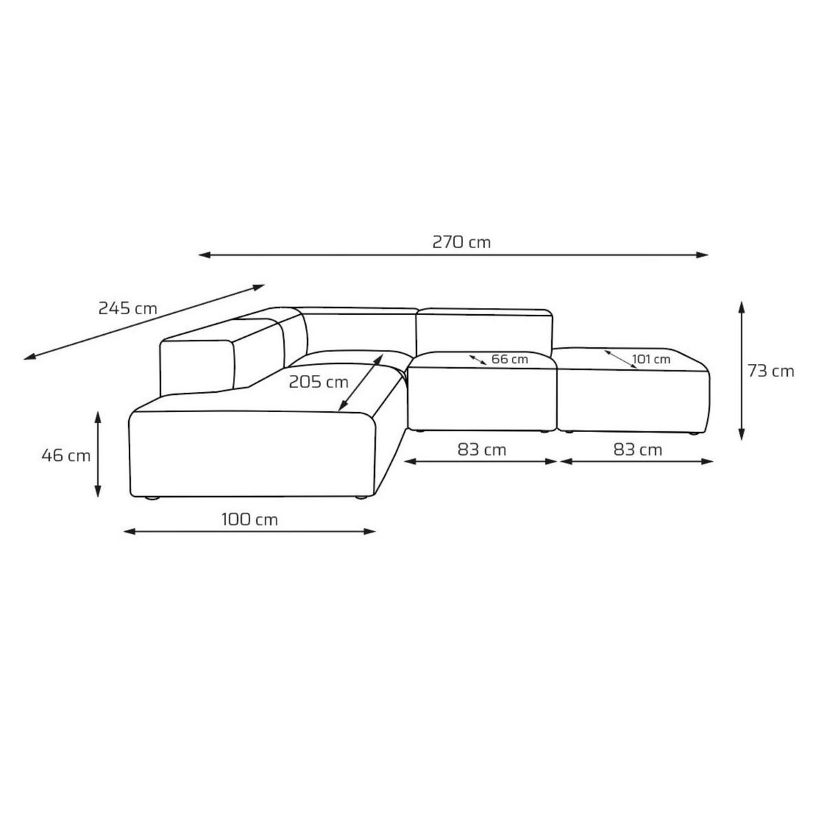4-SITZER modulares Ecksofa HEAVEN SET 3 Links, Breite 270 cm Webstoff Weiß - Schwarz/Weiß, Holz/Kunststoff (245/270cm) - Muffo