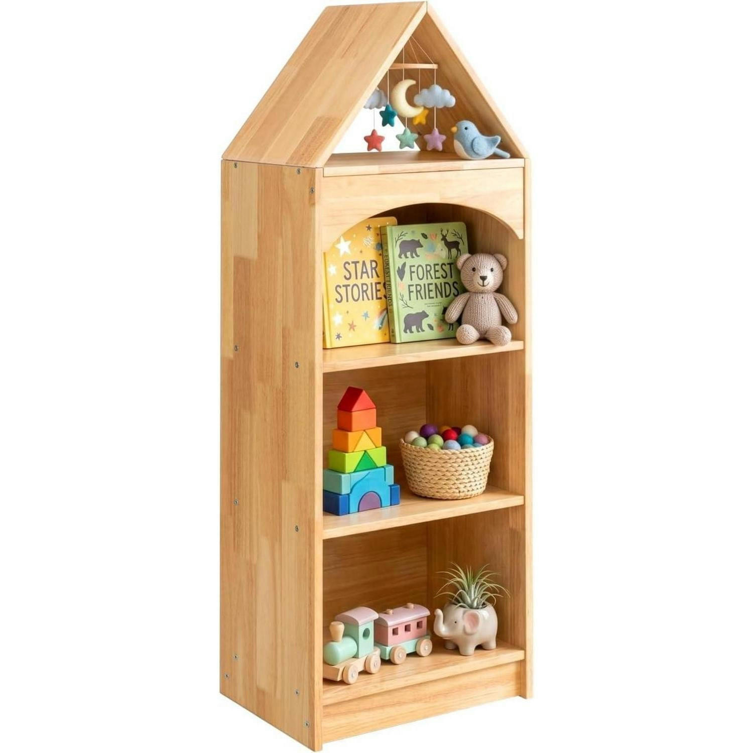 BÜCHERREGAL Gummiholz 4 Etagen 116 cm - Braun, Holz (40/116/30cm)