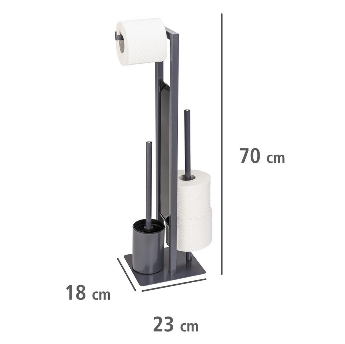 TOILETTENPAPIERSTÄNDER mit Ersatzrollenhalter Rivalta 23/18/70 cm - Anthrazit, Metall (18/70/23cm) - Wenko