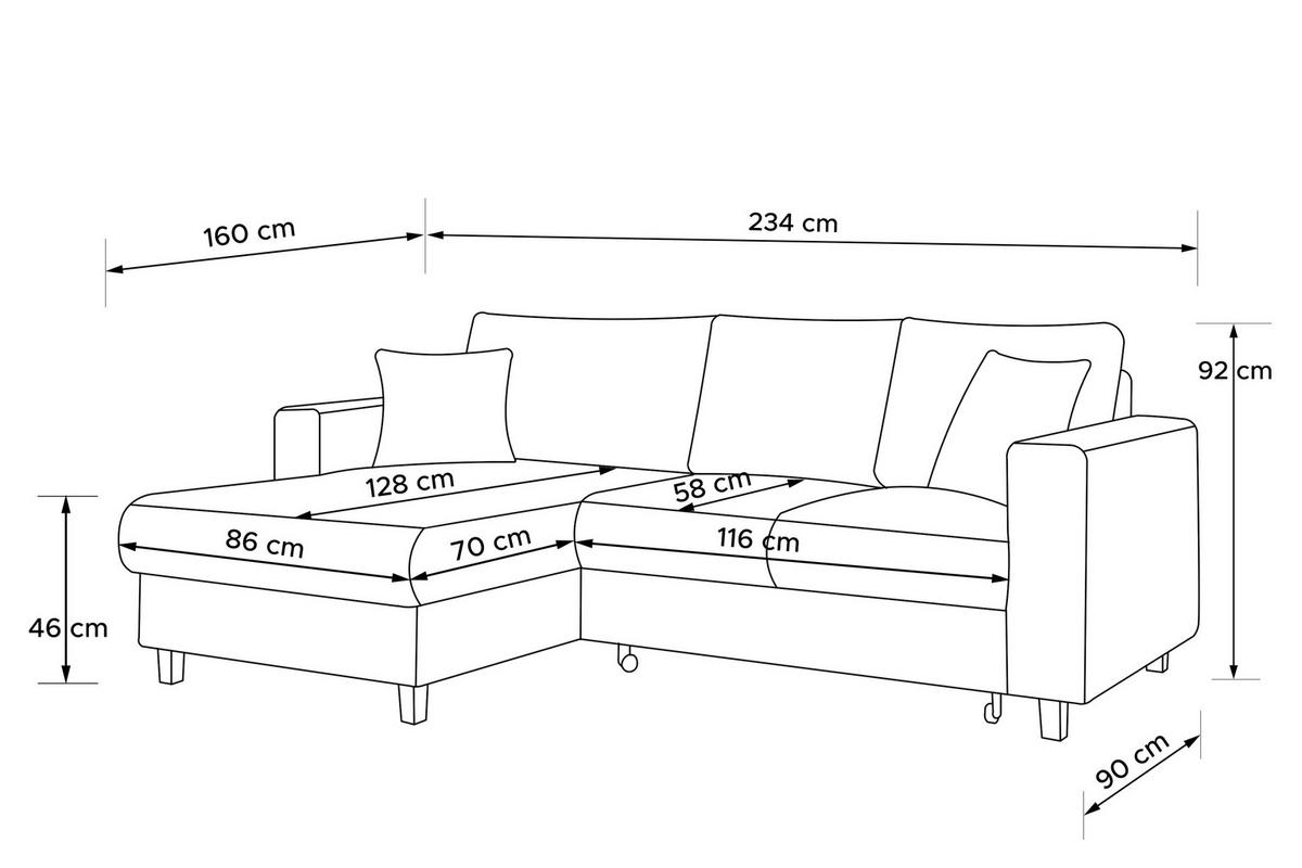 ECKSCHLAFSOFA EGRET Links mit Bettkasten, Cord-Stoff, hellgrau - Hellgrau, Textil (234/90cm) - KONSIMO®