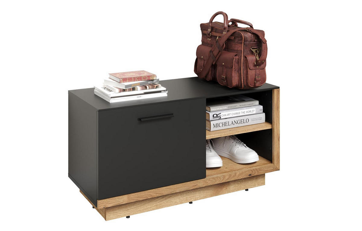 GARDEROBENBANK Synnax Grau - Grau, Holzwerkstoff (90/90/48cm) - ebuy24