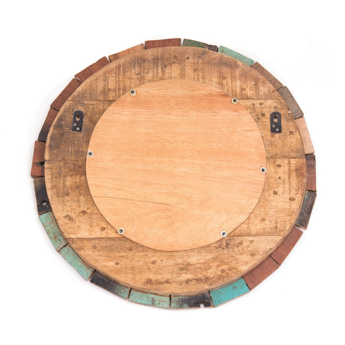 WANDSPIEGEL Poppy Recyclingholz massiv, rund bunt - Multicolor, Holz (50/50/3cm) - DESIGN DELIGHTS