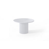 KAFFEETISCH Sabina 67 x 42 cm, runder, mit geriffeltem Standfuß, weiß - Weiß, Metall (30/67/42cm) - Margaret Hadas24