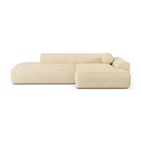 ECKSOFA RECHTS Gerippter Samt Creme 300cm - Creme, Textil (300/155cm) - Sia Home