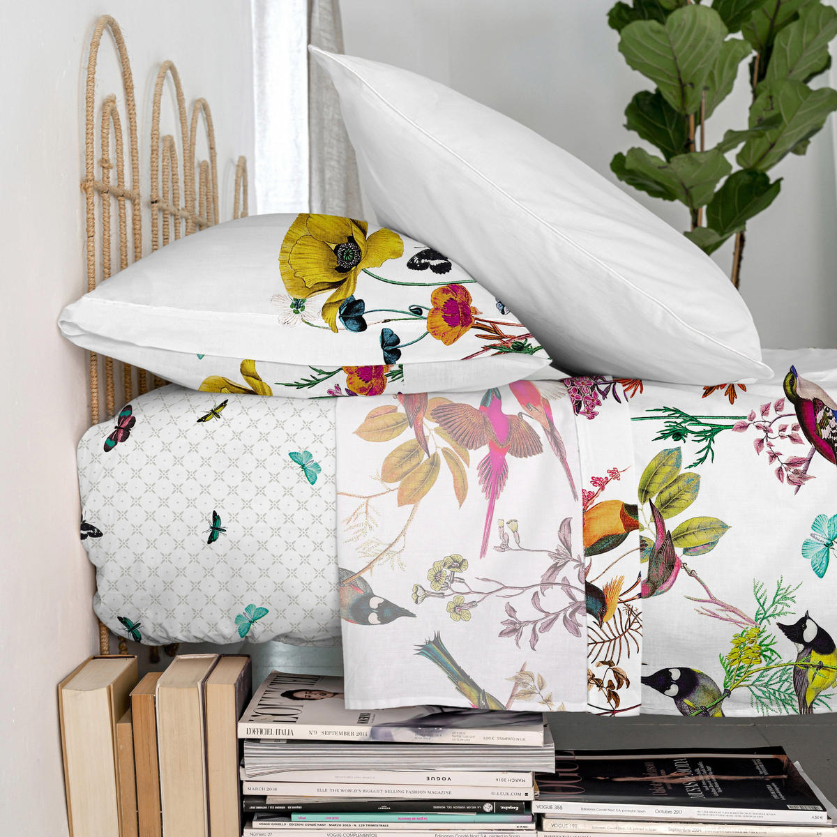 OBERBETTLAKEN birds of paradise 160x270 cm mehrfarbig - Multicolor, Textil (160/270cm) - Happy Friday