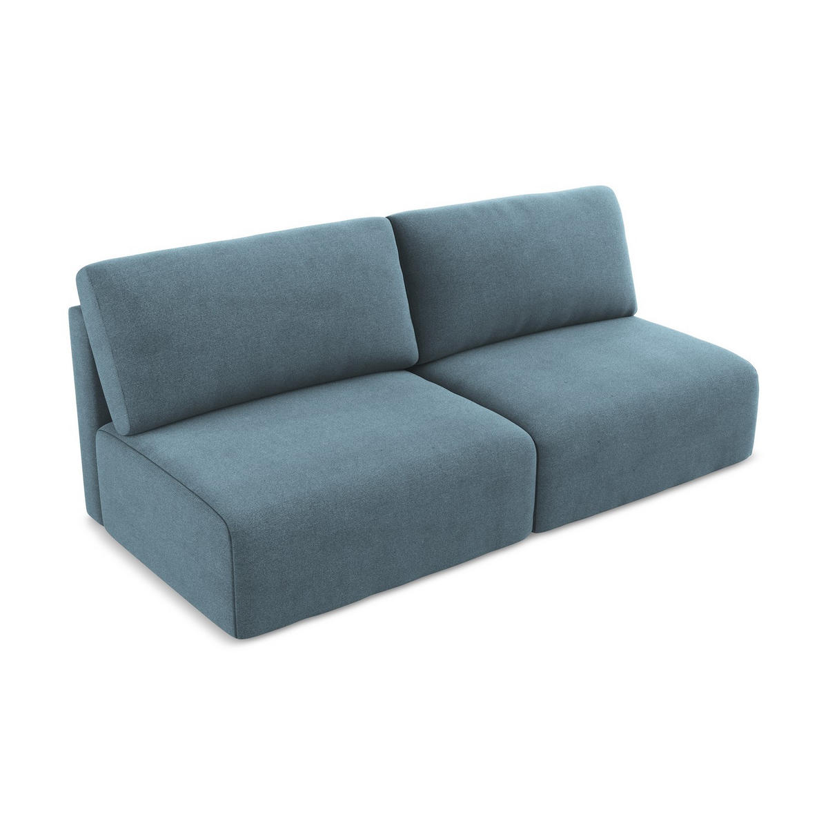 3-SITZER SOFA mit Schlaffunktion Strukturstoff Stoff Blau - Blau/Schwarz, Kunststoff/Textil (216/79/102cm) - LaMiaSofa