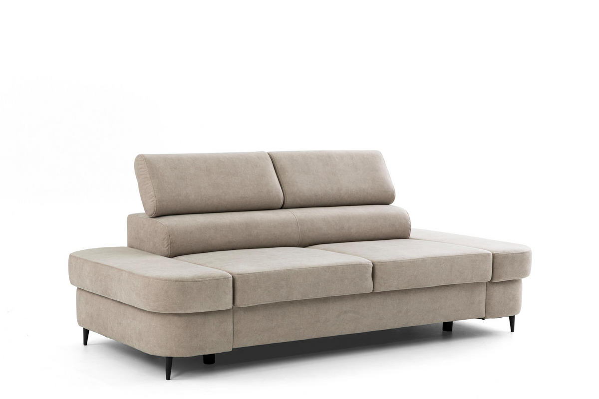 2-SITZER-SOFA PRIAM 206 cm Velours Creme - Creme/Schwarz, Holz/Textil (206/95/102cm) - Muffo