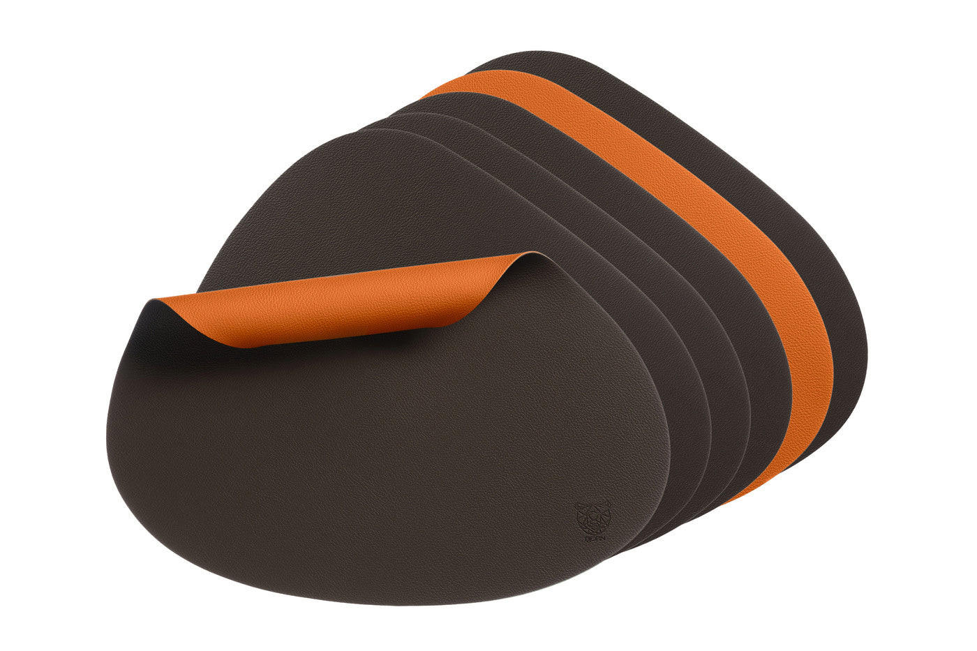 TISCHSET - 6er-Set - Recyceltes Leder in Orange und Schokolade - Orange, Textil (37/44cm) - Björn