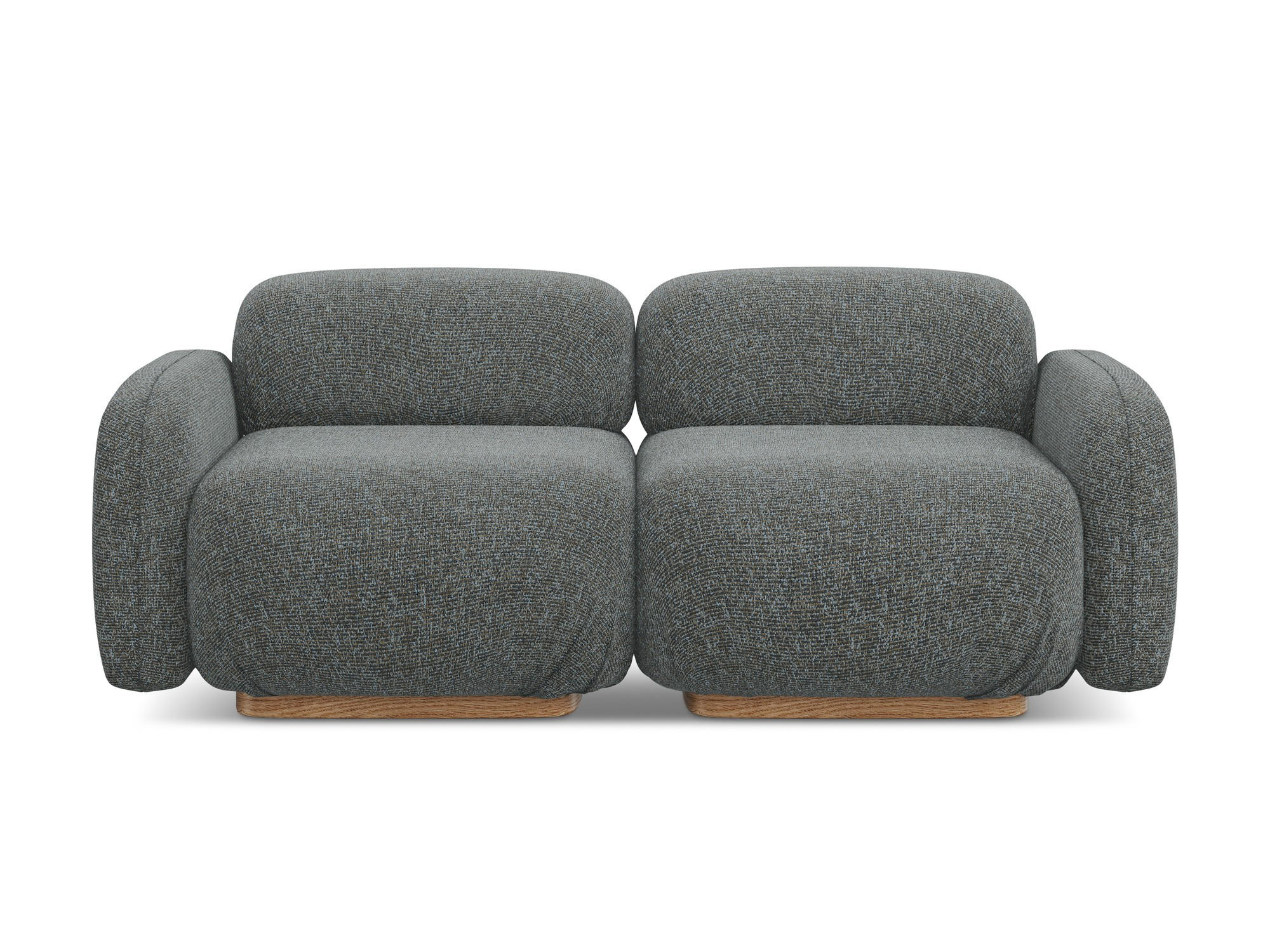3-SITZER SOFA Strukturstoff Stoff Grau - Dunkelgrau/Braun, Holz/Textil (190/73/95cm) - Makamii