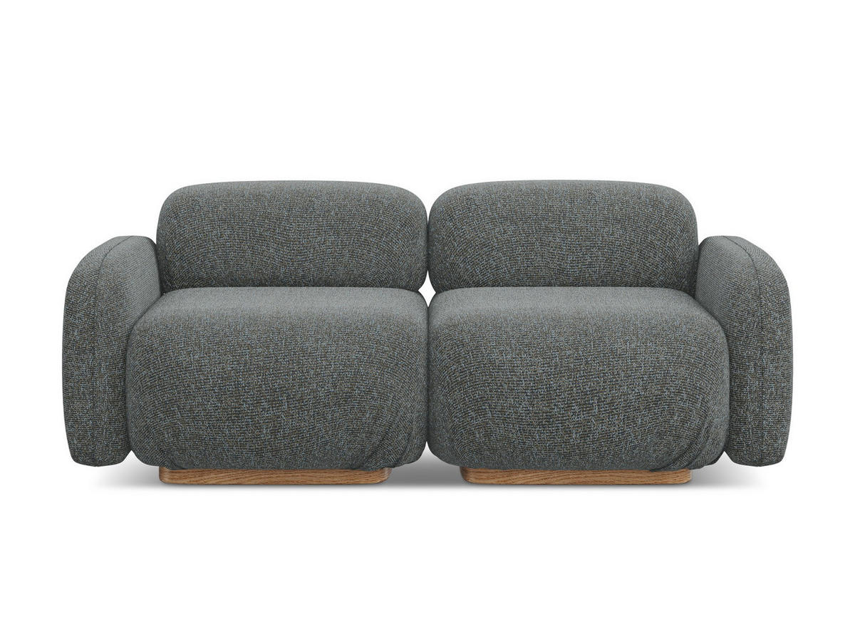 3-SITZER SOFA Strukturstoff Stoff Grau - Dunkelgrau/Braun, Holz/Textil (190/73/95cm) - Makamii