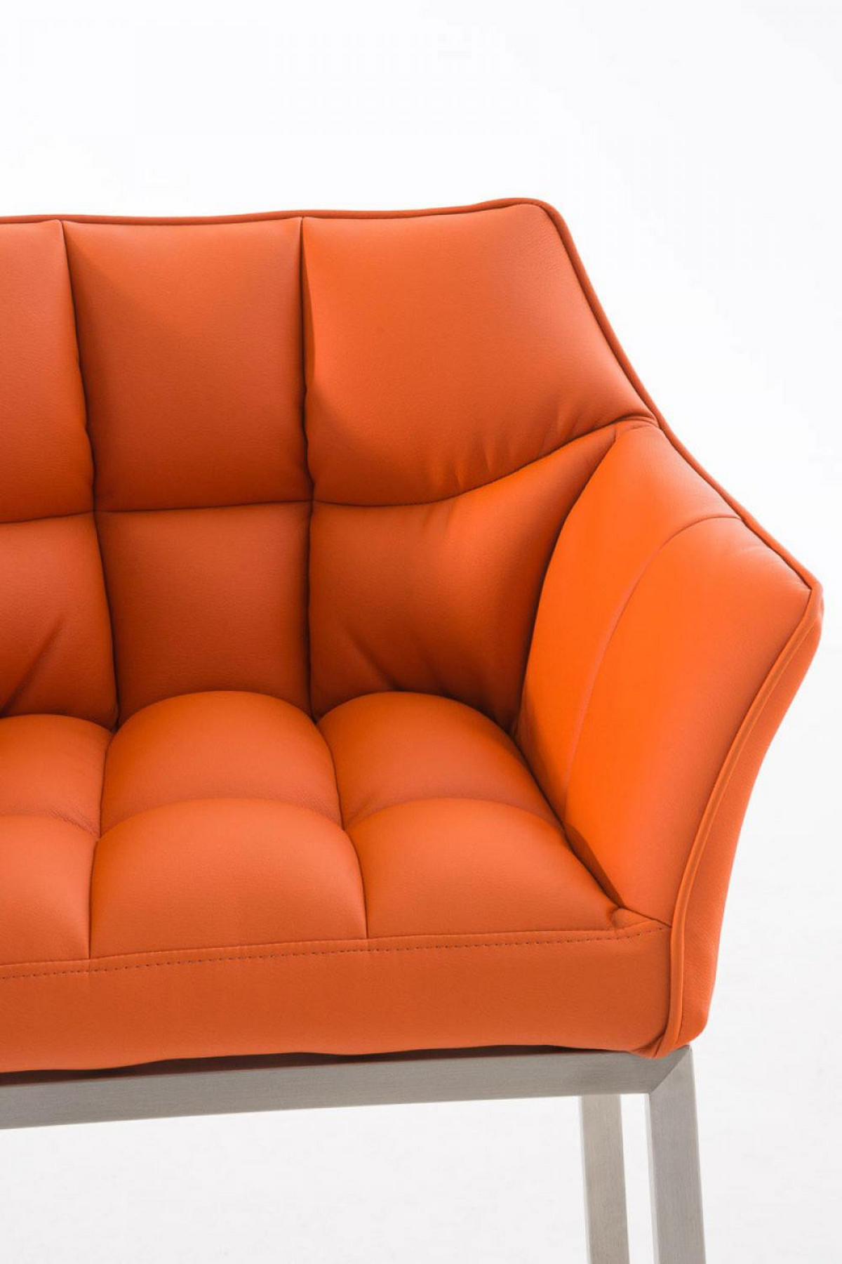 BARHOCKER 2er Set Lederlook orange - Edelstahlfarben/Orange, Textil/Metall (64/110/48cm) - CLP