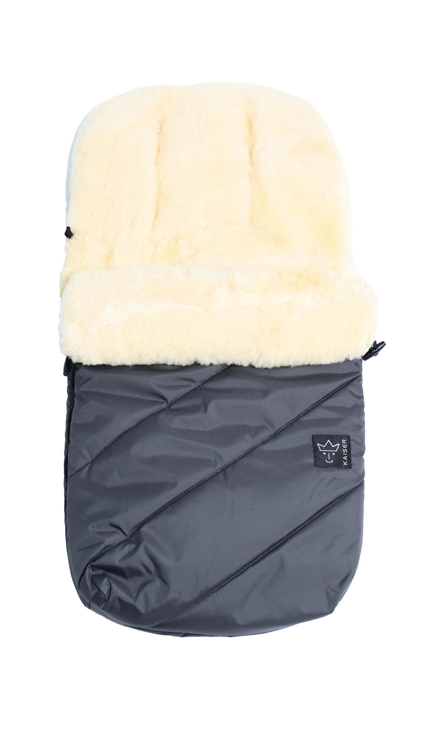 LAMMFELL-FUSSSACK Paat 2.0, anthracite - Dunkelgrau, Fell (45/85cm) - Kaiserbaby