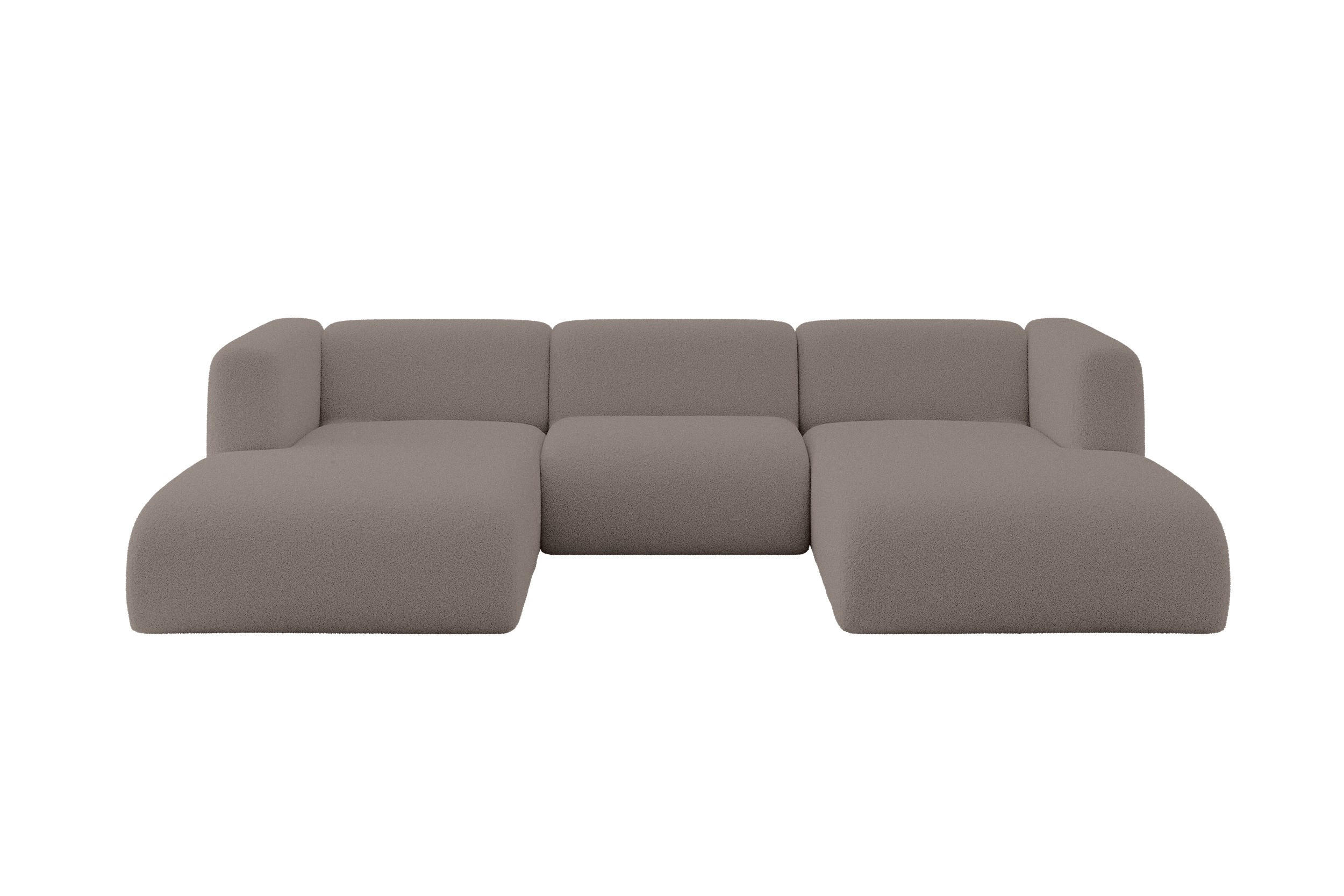WOHNLANDSCHAFT MIRA-U1 317x179x70 Braun Bouclé - Dunkelbraun/Schwarz, Holzwerkstoff/Kunststoff (317/70/179cm) - ALTDECOR