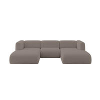 WOHNLANDSCHAFT MIRA-U1 317x179x70 Braun Bouclé - Dunkelbraun/Schwarz, Holzwerkstoff/Kunststoff (317/70/179cm) - ALTDECOR