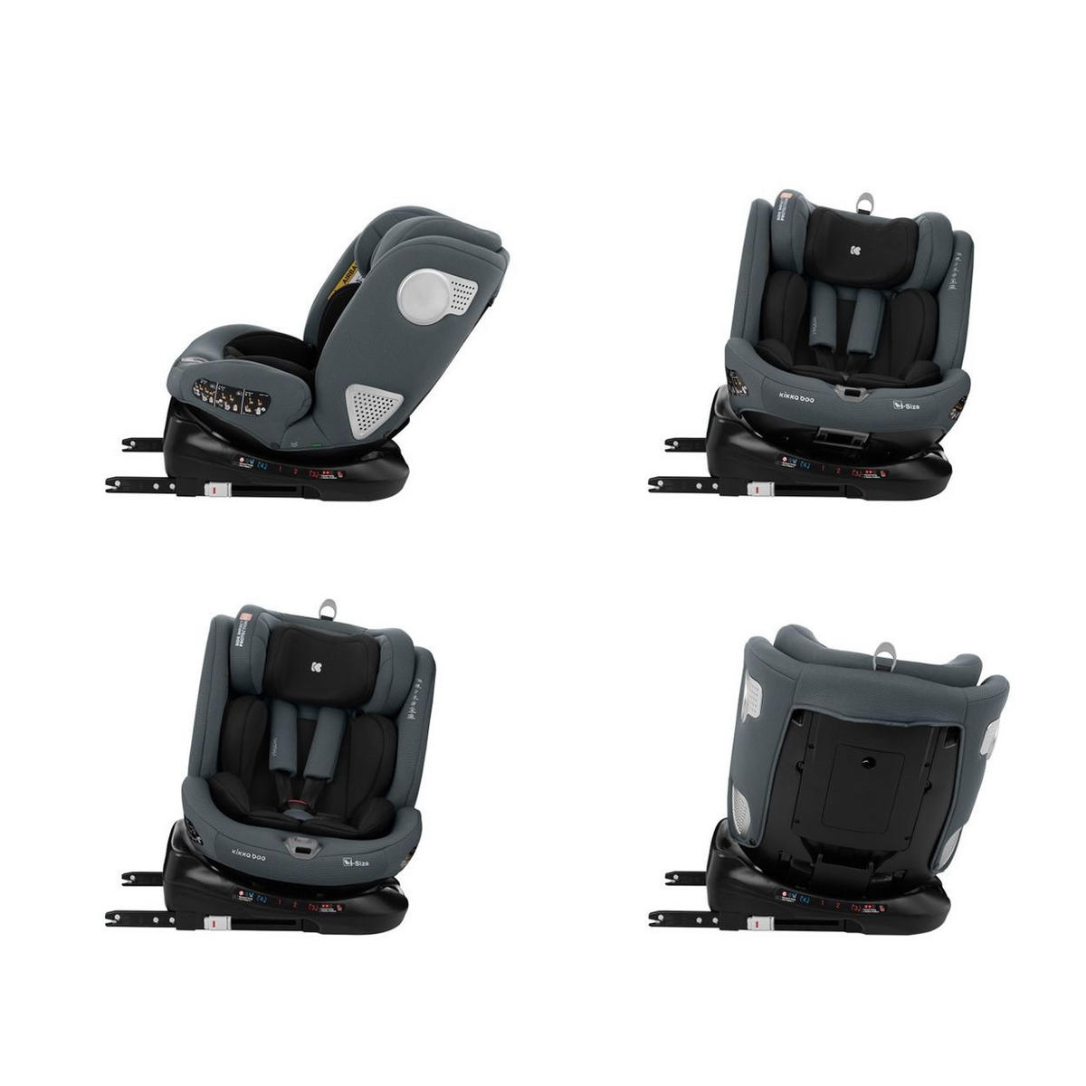 KINDERSITZ i-Moove i-Size grau (40-150cm) Isofix 360-Grad-Drehung Kopfstütze - Grau, Kunststoff (45/59/49cm) - Kikka boo