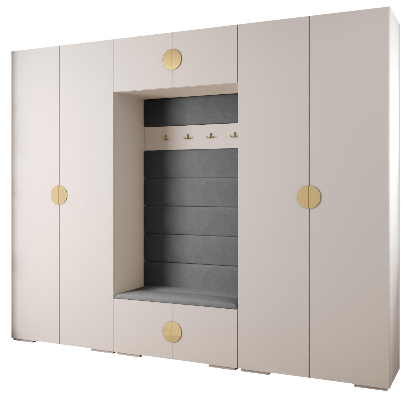GARDEROBEN-SET 236,7/300/47 - Goldfarben/Weiß, Holz/Kunststoff (300/236.7/47cm) - Abiks Möbel