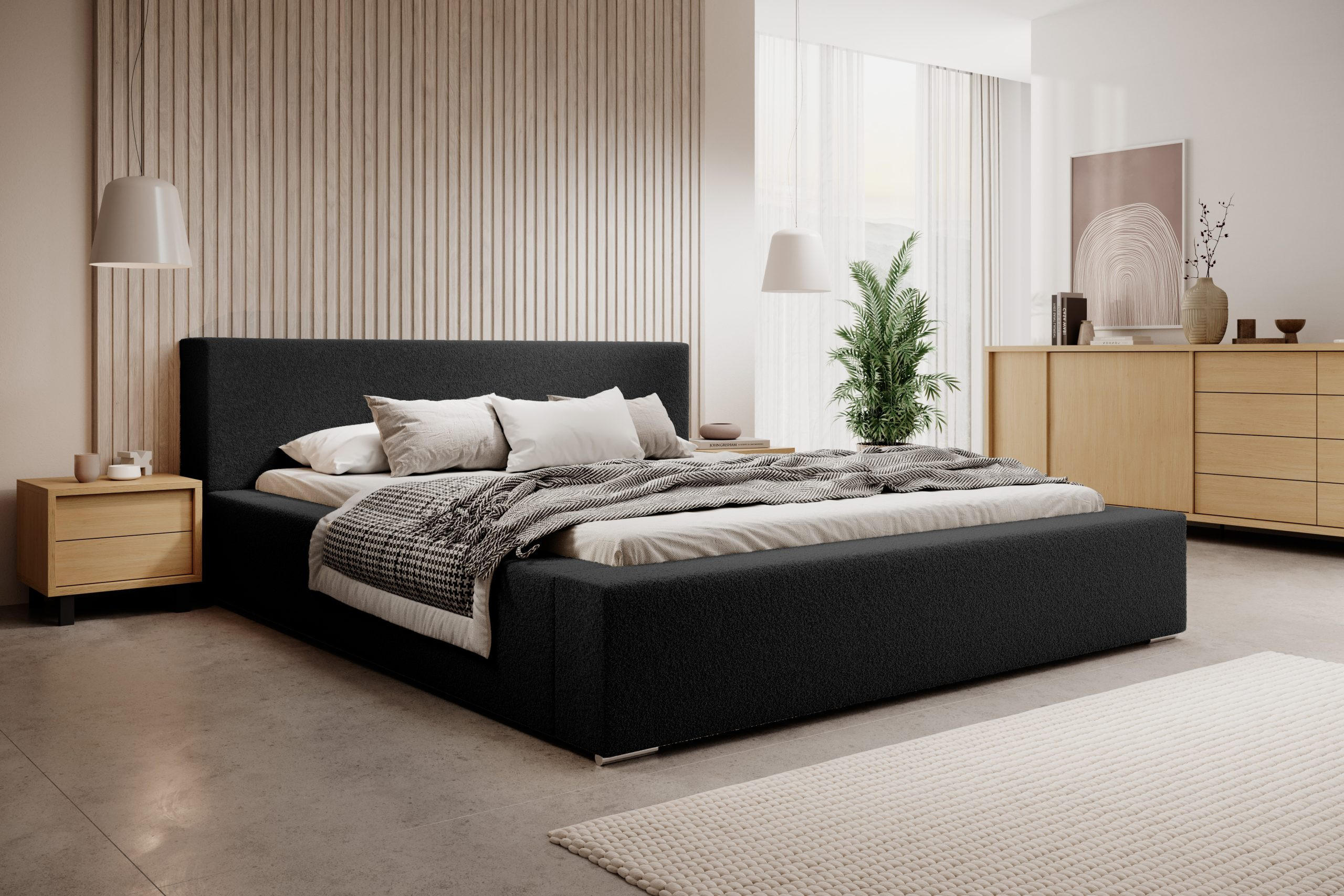POLSTERBETT Jenne 140x200 cm, Schwarz - Schwarz, Textil (140/200cm) - Fedve