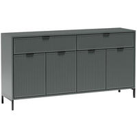 KOMMODE Linna 4D2S grün 165 cm - Dunkelgrün/Schwarz, Holzwerkstoff/Metall (165/86/40cm) - Beautysofa