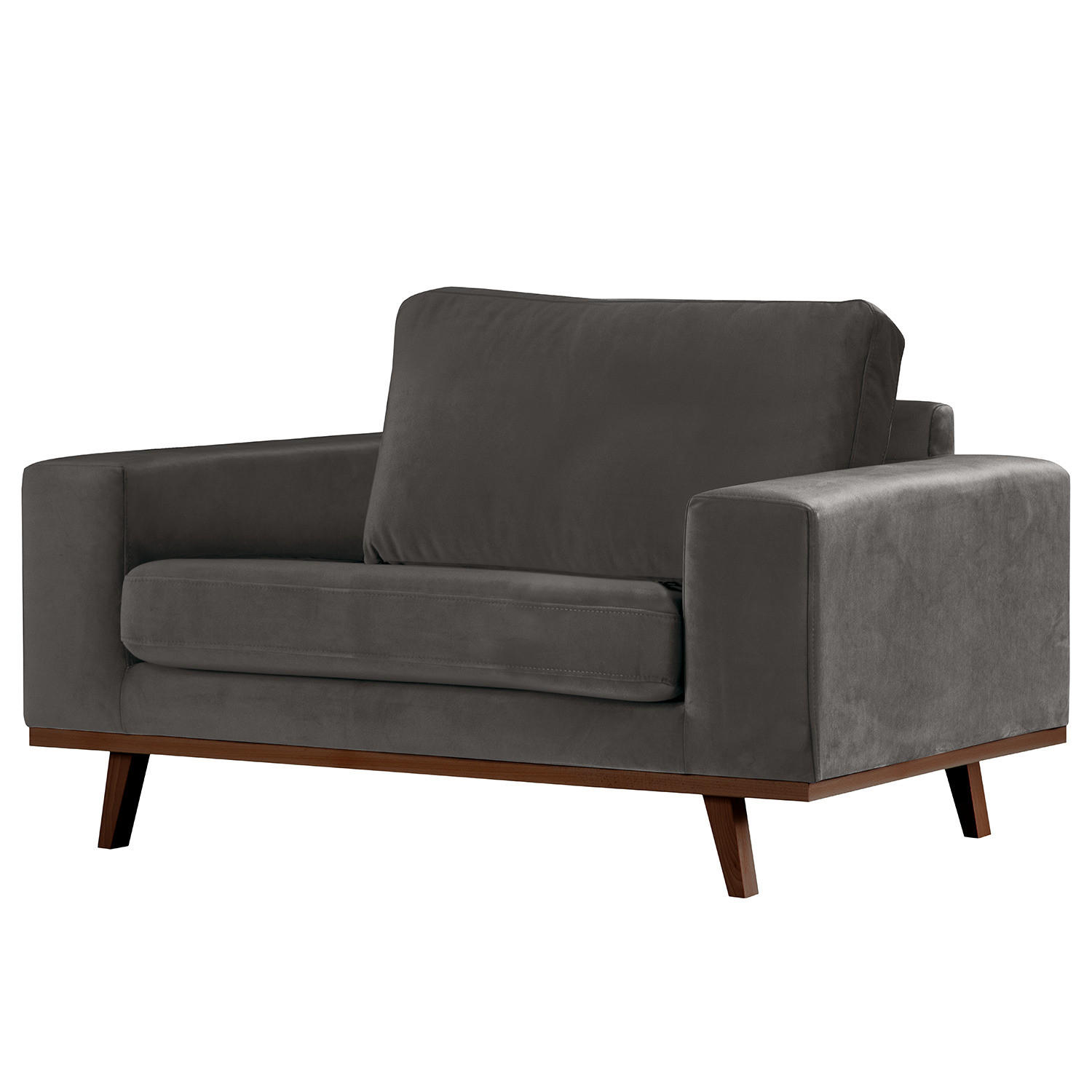 SESSEL - Dunkelgrau/Buchefarben, Textil (122/81/88cm) - home24