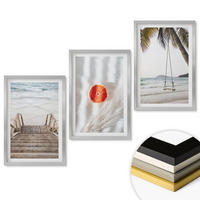 WANDBILDER 3er Set - 40x60 cm Silberner Rahmen - Strandtreppe aus Holz, Urlaub - Silberfarben, Kunststoff (40/60cm) - ArtPrintCave
