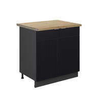 KÜCHENSCHRÄNKE Fame-Line, Schwarz gestreift, 80 cm, AP Eiche - Anthrazit/Schwarz, Holzwerkstoff (80/82/60cm) - Vicco