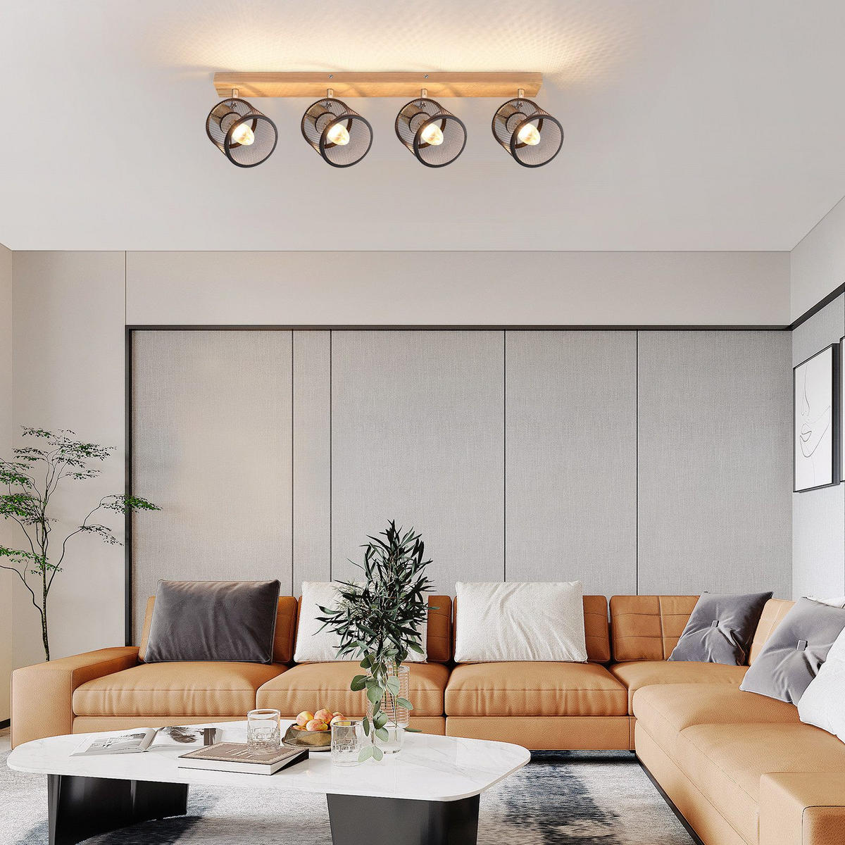 STRAHLER Gisela 4-flammig 60/10/14 cm - Schwarz, Metall (60/10/14cm) - Nettlife