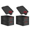 EUROBOX 4x NextGen Color mit Auflagedeckel 22x40x60 cm 44 Liter Schwarz Griffe rot zu - Rot/Schwarz, Kunststoff (40/22/60cm) - PROREGAL