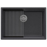 SPÜLBECKEN Praga Slim, 2-er set Anthrazit 66/47 cm 1 Becken + Ablauf-Set + Aufrollbare Abtropffläche ab 70er Unterschrank - Chromfarben/Anthrazit, Kunststoff (66/20/47cm) - Primagran