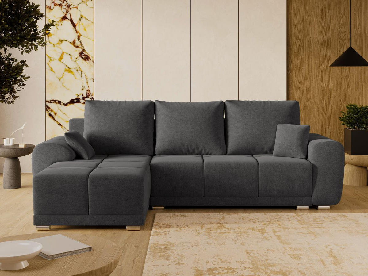 ECKSOFA Monti Anthrazit Links - Anthrazit/Silberfarben, Holz/Textil (188/290cm) - Graingold