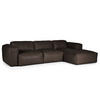 3-SITZER ECKSOFA mit Longchair - Dunkelbraun/Schwarz, Leder (284/173cm) - home24