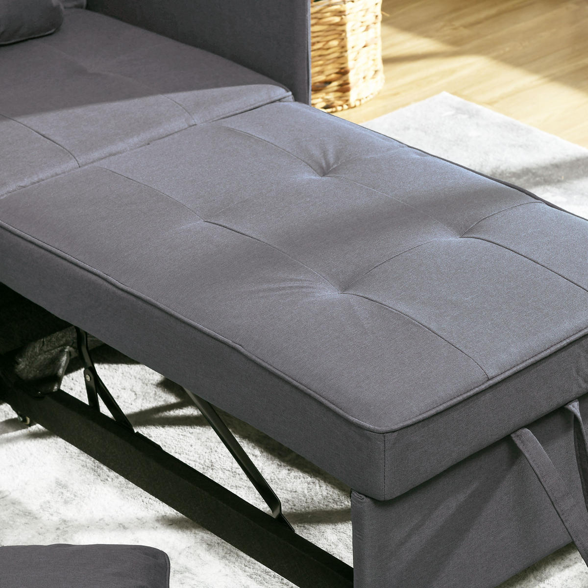 SCHLAFSESSEL 3-in-1 Ausziehbares 2 Sitzer Schlafsofa mit Bettfunktion Dunkelgrau - Dunkelgrau, Kunststoff (71/67/98cm) - HOMCOM