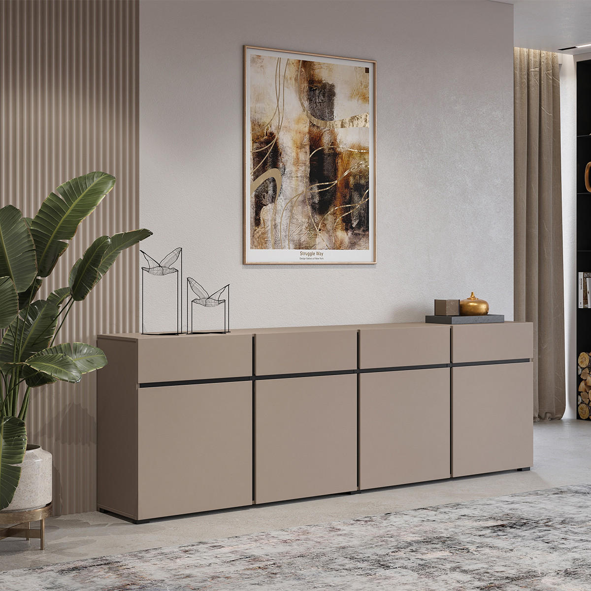 KOMODA Lilia Taupe - taupe, kompozitné drevo (225/78.5/40cm) - Petits-meubles
