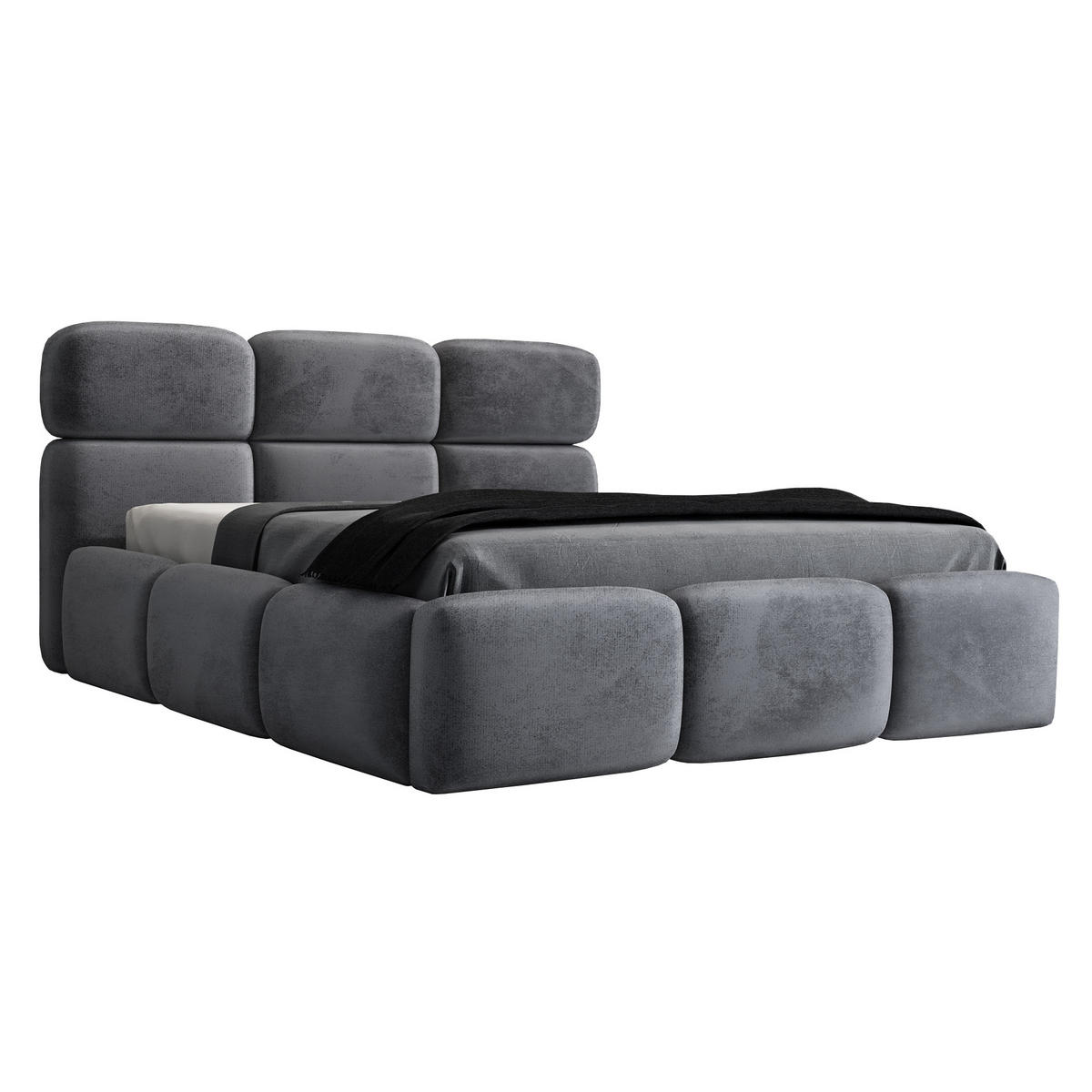 POLSTERBETT MAROKO 90 x 200 in Grau - Grau, Textil (90/200cm) - A&J MöbelLand