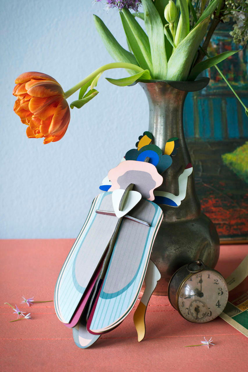 WANDDEKO Tigerkäfer 11/7 cm - Blau/Pink, Wellpappe (11/7/27cm) - KUNSTLOFT