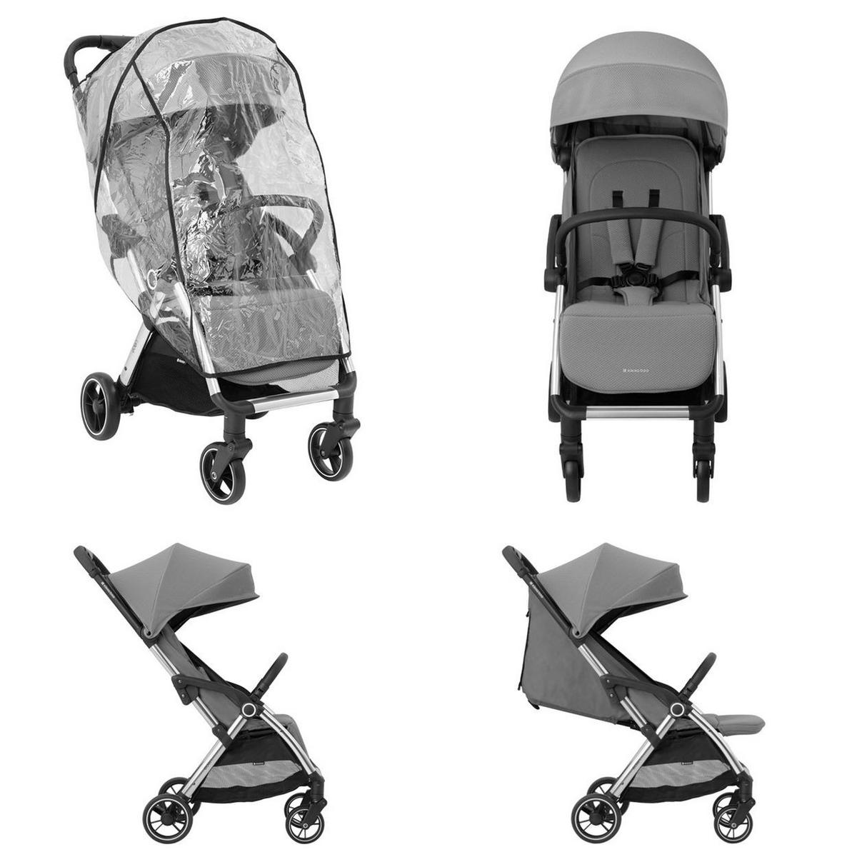 BUGGY Eden bis 22 kg grau Federung Regenschutz zusammenklappbar - Grau, Metall (62/47/100cm) - Kikka boo